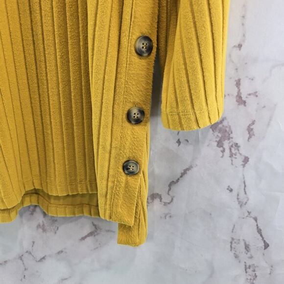 Saturday Sunday Dress Womens Small Yellow Button Ribbed Mock Tunic Long Sleeve - Picture 4 of 12